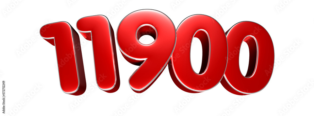 Number 11900 red 3D illustration. Advertising signs. Product design. Product sales. Number 11900 red 3D illustration. Advertising signs. Product design. Product sales.