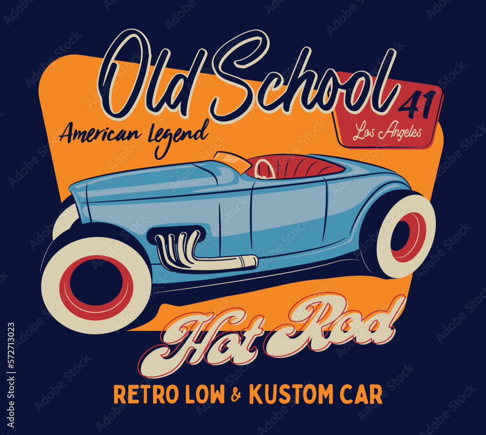 vintage car, hot rod garage, hotrods car,old school car, Stock Vector