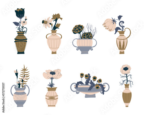 Ancient vintage vase flowers bouquet