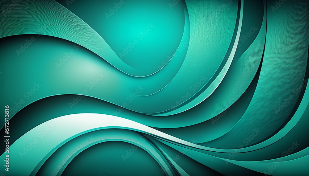 Obraz premium Teal blue color abstract background, wavy surface, generative ai