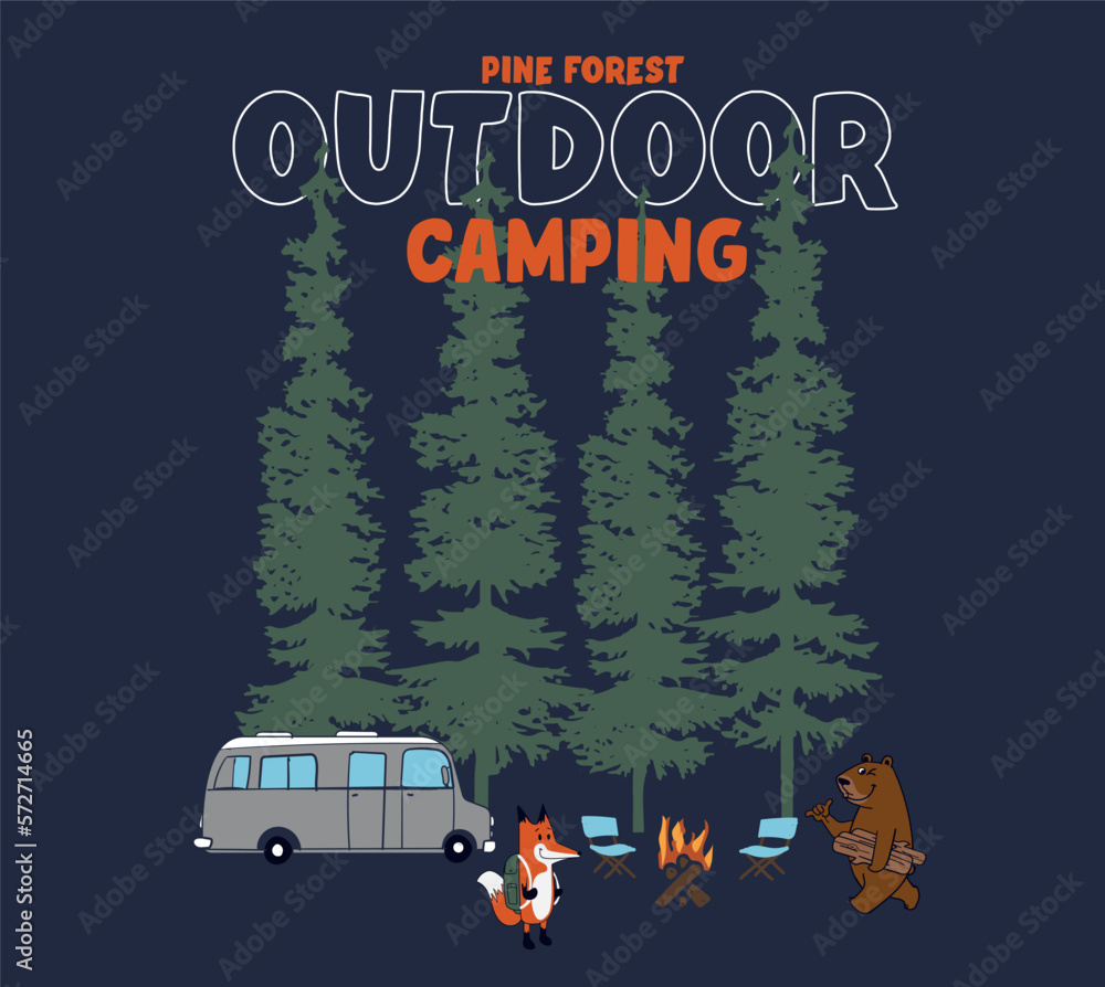 vector outdoor camping for kids t shirt prints 