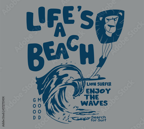 Vector animal surf character  illustrtion for t shirt prints