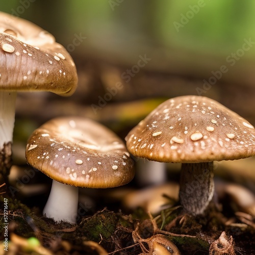 Mushrooms growing in a forest with Generative Ai