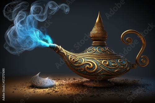 Genie from the lamp, Genie coming out of the magic lamp, Generative AI