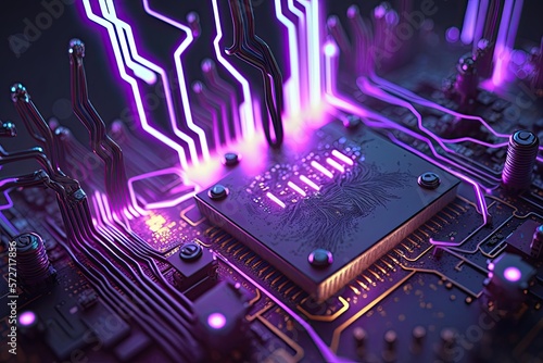 Electronic Circuit Board futuristic technology background. Digital Modern Electronic. Generative AI