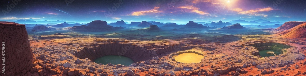 Alien, background, canyon, landscape, terrain,  16k, 4k, 8k, long, AI.