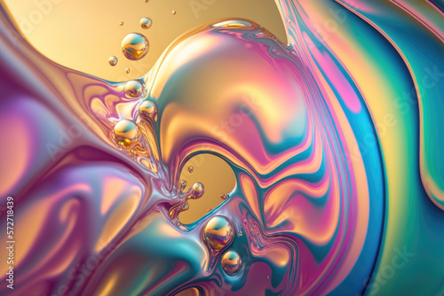 Psychedelic multicolored background abstract. Rainbow colors. patterns background. Photo macro shot of soap bubbles Generative AI