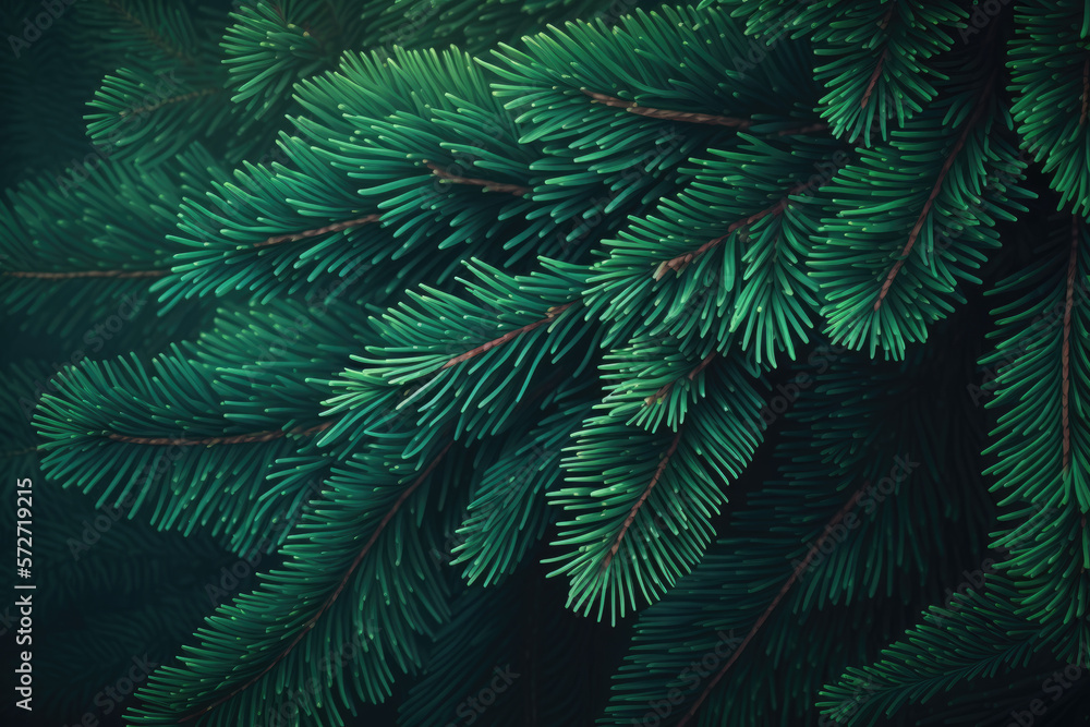 Fir tree brunch close up. Shallow focus. Fluffy fir tree brunch close up. Christmas background Generative AI Fir tree brunch close up. Shallow focus. Fluffy fir tree brunch close up. Christmas background Generative AI