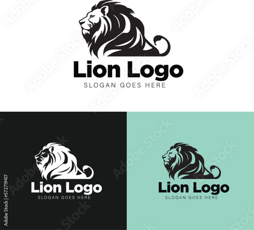 White and black Lion logo brand icon wordmark illustration photo