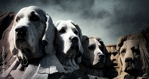 dog faces on mount rushmore, generative ai photo
