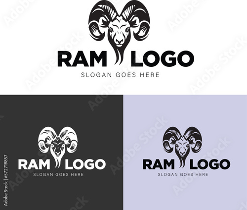  White and black ram logo brand icon wordmark illustration