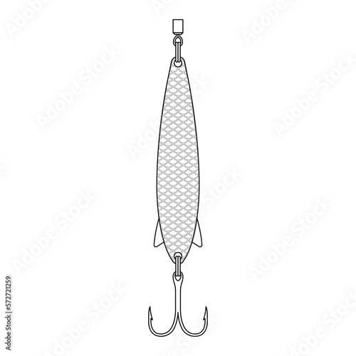 Fishing Lure Outline Icon Illustration on Isolated White Background