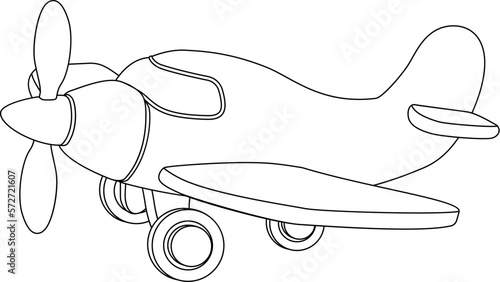 A cartoon aeroplane or airplane plane coloring book illustration