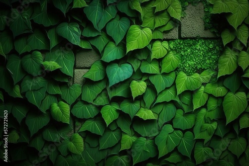 A Graphic Garden: A Beautiful Abstract Green Wall Texture with Decorative Flair - Generative AI