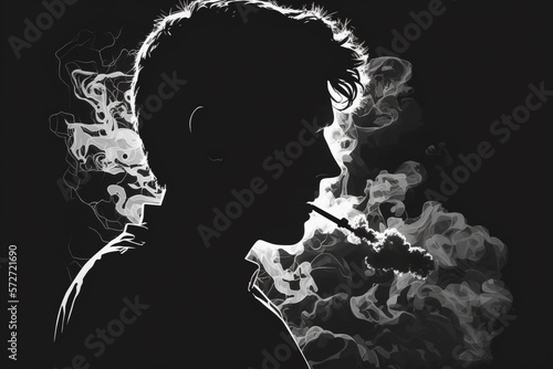 Silhouette Profile of a Person Smoking in The dark | Generative Art 
