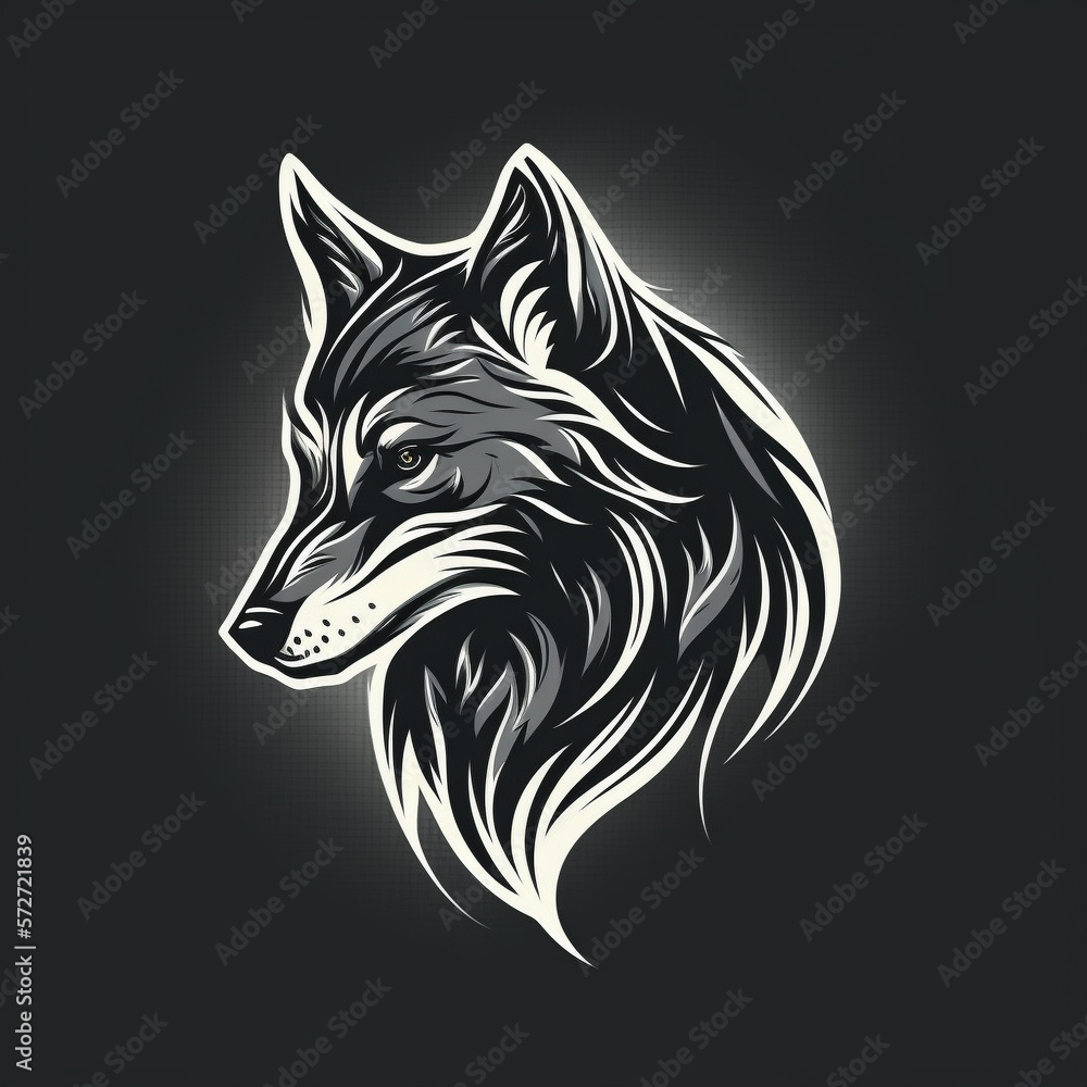 Black and White Wolf logo Design For Gaming| | Generative Art Black and White Wolf logo Design For Gaming| | Generative Art