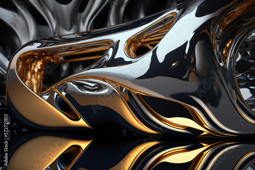 Chrome Metallic Glossy Futuristic Background, Generative Ai © coco