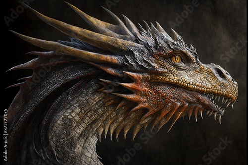 Majestic and fierce: A dragon portrait - Generative AI