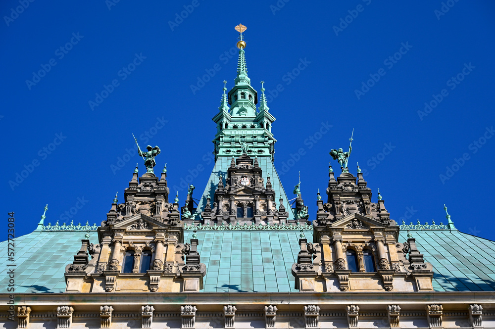 Hamburg, Germany. Town hall building in city centre. 