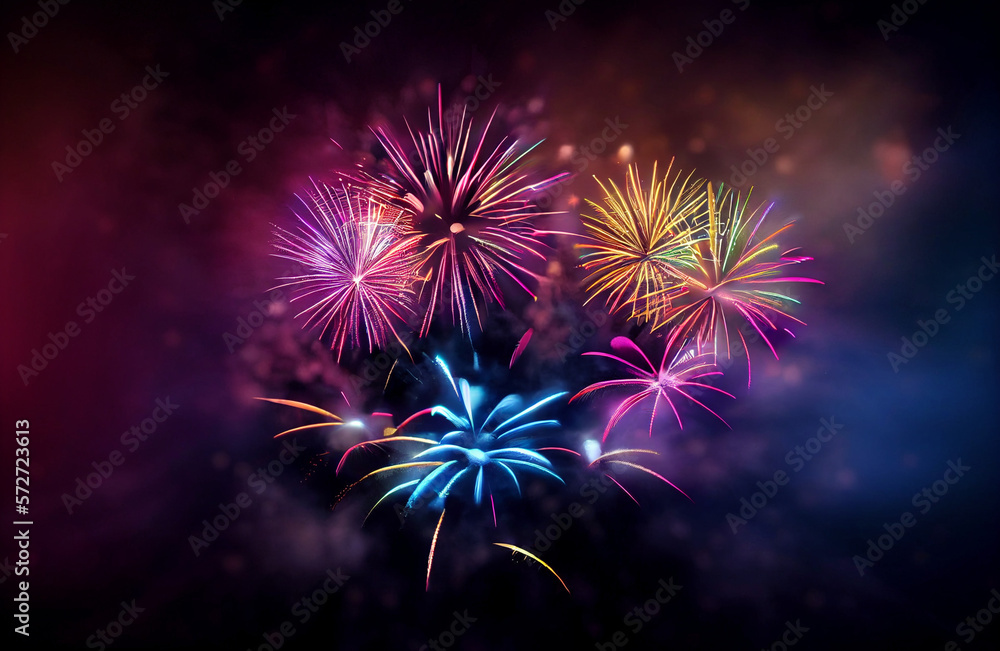 fireworks in the night sky, abstract creative background, Generative AI fireworks in the night sky, abstract creative background, Generative AI
