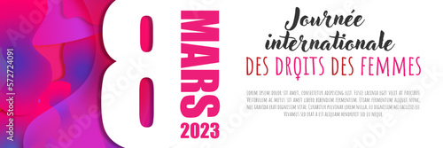Bannière pour la Journée Internationale des droits des Femmes, 8 Mars 2023 