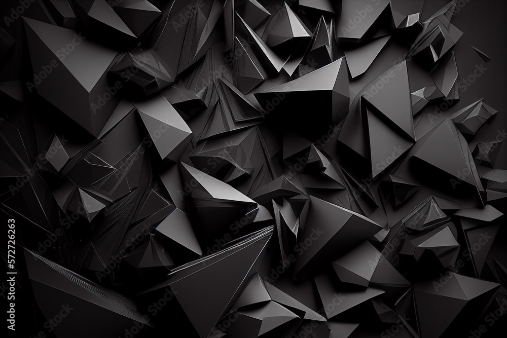 Fototapeta premium triangles background black or dark, Generative AI