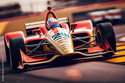 Indy car racecar in action. Racing season. Generative AI