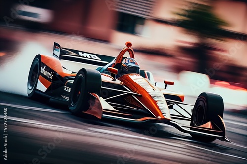 Indy car racecar in action. Racing season. Generative AI photo