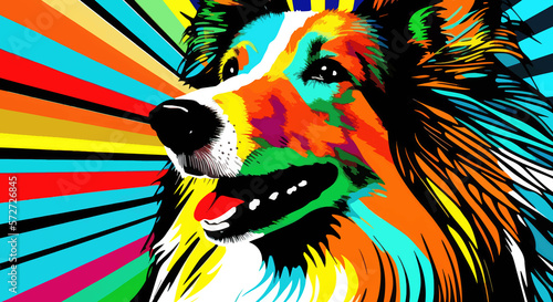 Shetland Sheepdog Pop Art Colorful - Generative AI