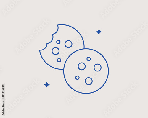 Geometric sweet cookies illustration. Vector sweet food  icon in flat design art. Trend blue color 