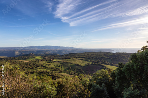 Farmland and landscape on the Sea Coast of Sardinia  Italy. Sunny Fall Season.