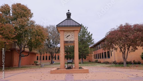 Overcast view of the clock tower of Amarillo College