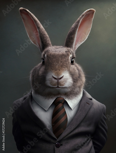 Bunny in a business suit, portrait generative ai
