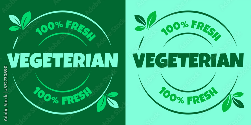 Set of 2 icons for vegetarians on a light and dark background. Images for a healthy lifestyle. Vector illustration