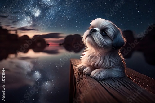 Shih Tsu Cute And Calm Generative AI photo