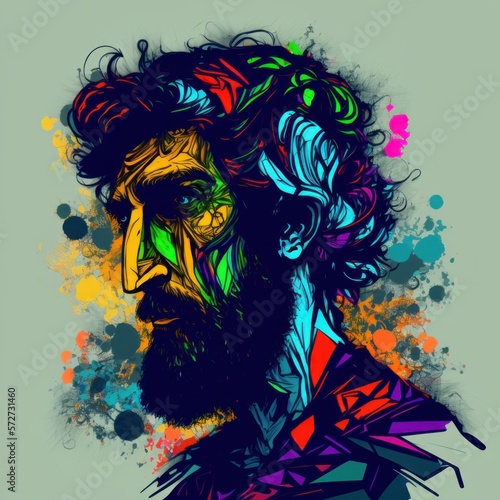 Doodle style man. Beautiful colorful illustration. Vector style. Generative AI