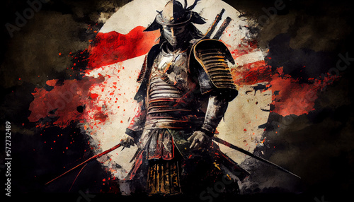 Samurai warrior with katana, Generative AI