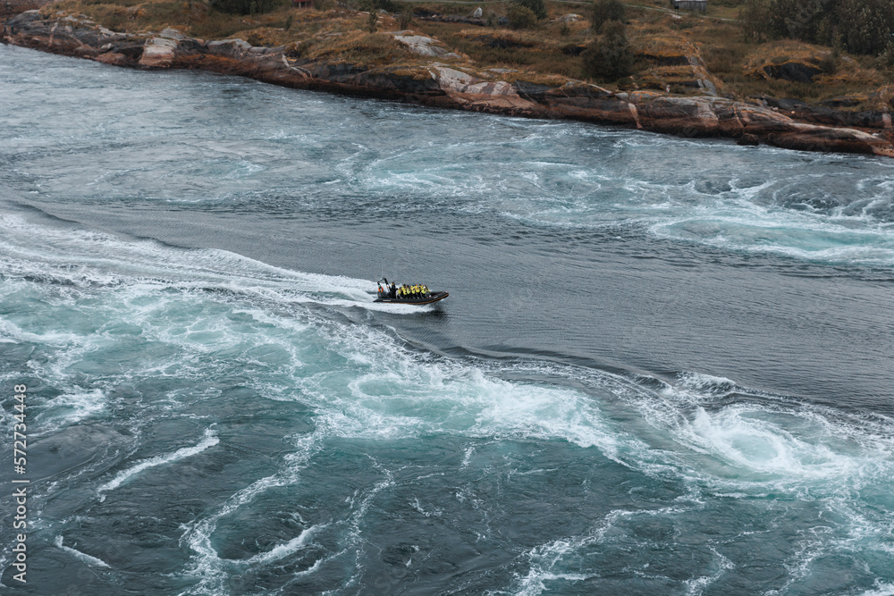 Norway saltstraumen with tourist attraction boat cruise