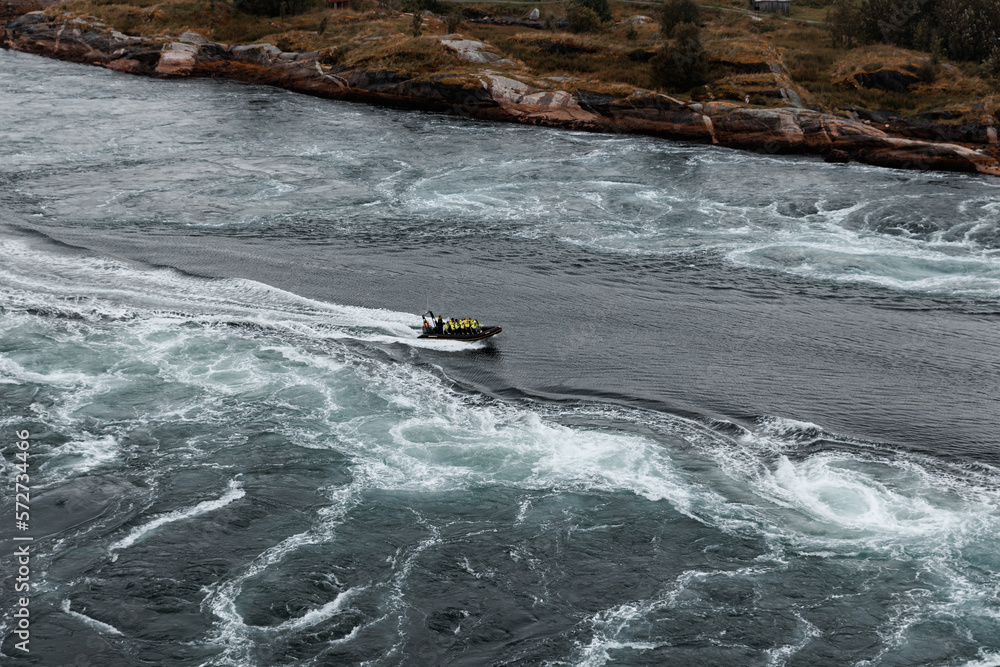 Norway saltstraumen with tourist attraction boat cruise