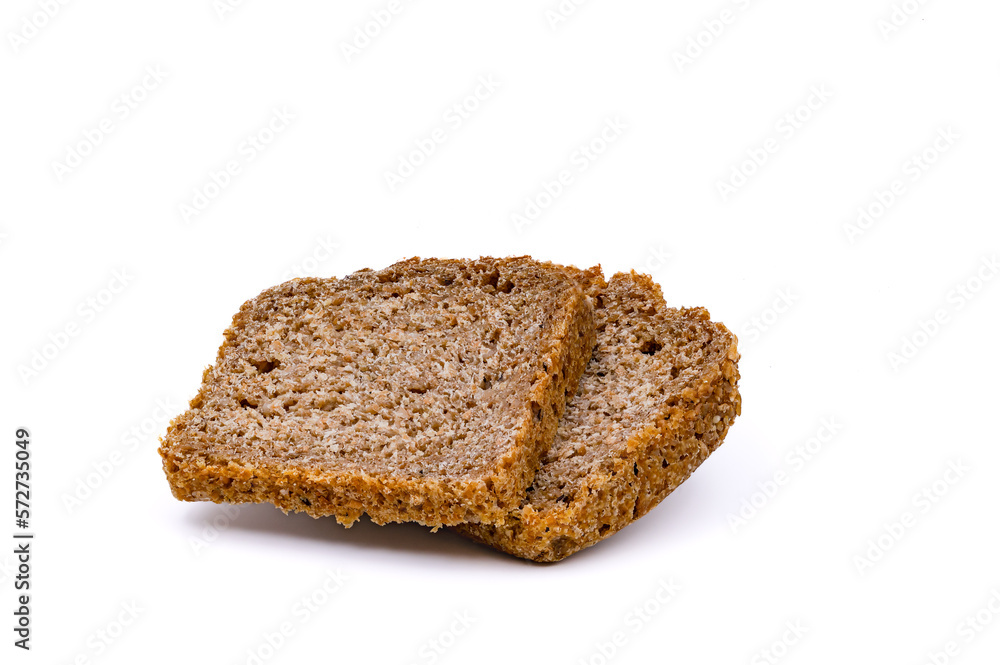 Two slices of bread isolated in the studio