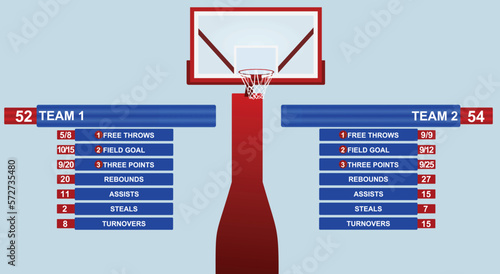 Basketball field statistics. vector illustration