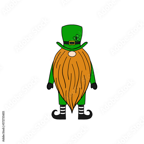 St. Patrick s Day greeting card. Cute leprechaun gnome in a hat with a ginger beard