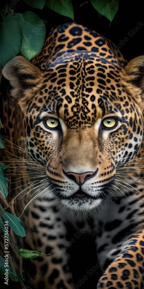 jaguar with piercing eyes in the brazilian jungle illustration design art jaguar with piercing eyes in the brazilian jungle illustration design art