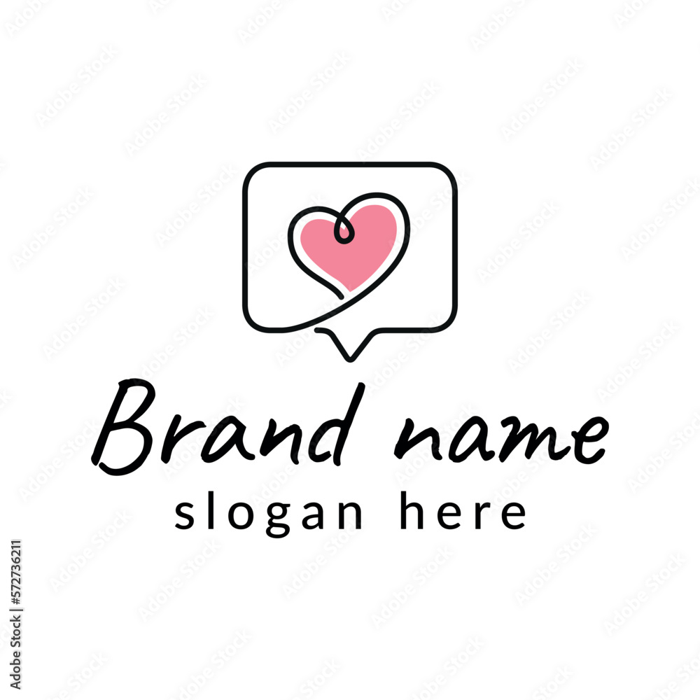 logo with linear icon in speech balloon with heart for dating site logo with linear icon in speech balloon with heart for dating site