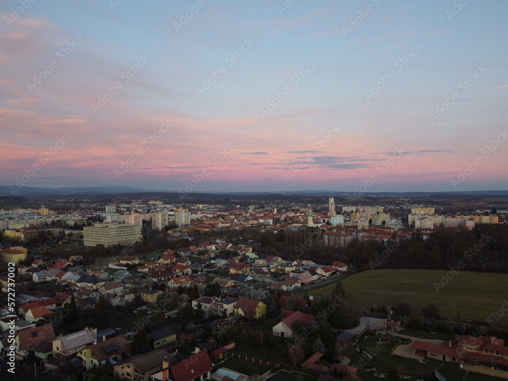 Sunset in slovakia with drone