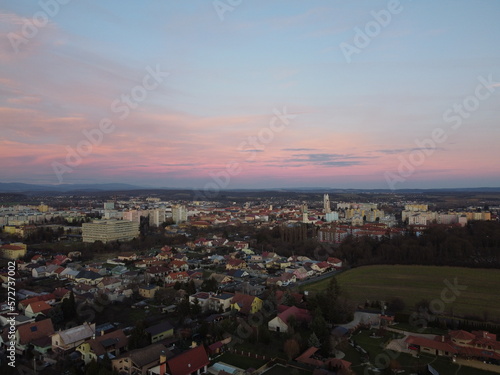 Sunset in slovakia with drone