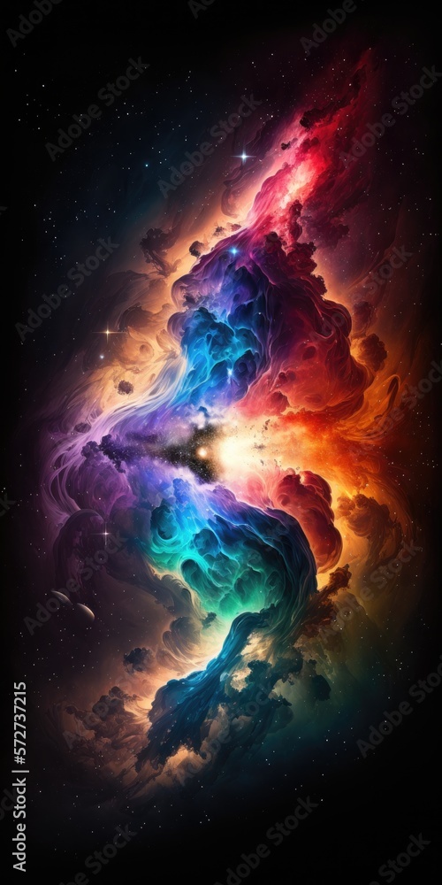 multicolored nebulae in space many stars illustration design art