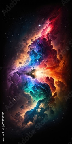 multicolored nebulae in space many stars illustration design art