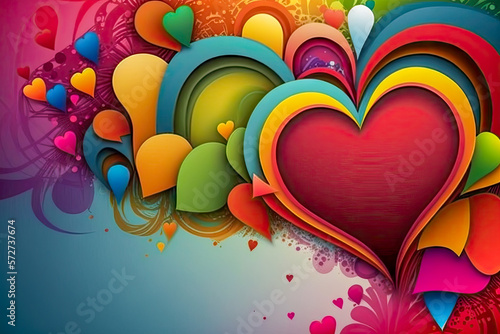 illustration of the colorful painted heart background