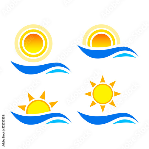 Sun vector icons on white background